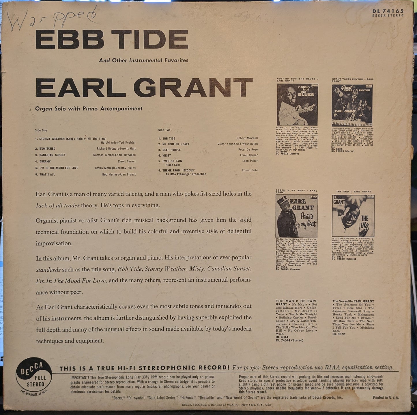 Ebb Tide And Other Instrumental Favorites | Excellent (EX) Excellent (EX) Get Cheap Vinyl