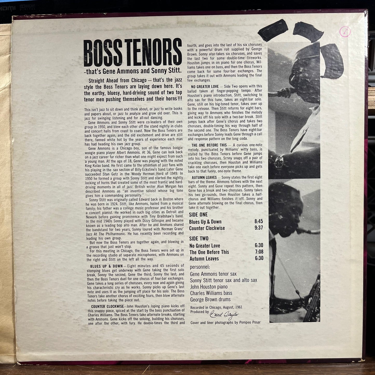 Boss Tenors: Straight Ahead From Chicago August 1961 (LP) | Excellent (EX) Very Good Plus (VG+) Get Cheap Vinyl
