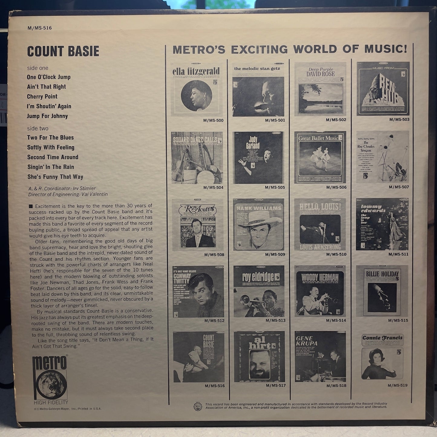 Count Basie (LP) | Excellent+ (EX+) Get Cheap Vinyl