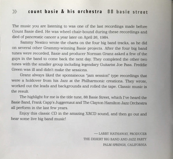"88 Basie Street" (XRCD) | Near Mint (NM) Excellent (EX) Get Cheap Vinyl