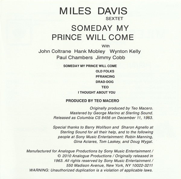 Someday My Prince Will Come (SACD) | Near Mint (NM or M-) Near Mint (NM or M-) Get Cheap Vinyl
