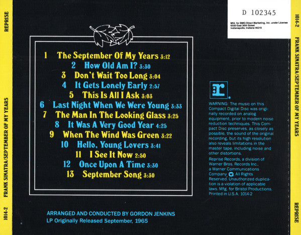 September Of My Years (CD) | Near Mint (NM) Near Mint (NM) Get Cheap Vinyl