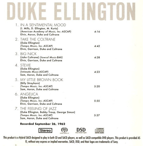 Duke Ellington & John Coltrane (SACD) | Near Mint (NM or M-) Near Mint (NM or M-) Get Cheap Vinyl