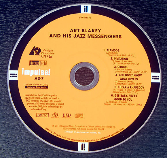 Art Blakey!!!!! Jazz Messengers!!!!! (SACD) | Near Mint (NM) Excellent (EX) Get Cheap Vinyl