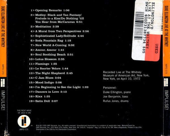 Live At The Whitney (CD) | Near Mint (NM or M-) Near Mint (NM or M-) Get Cheap Vinyl