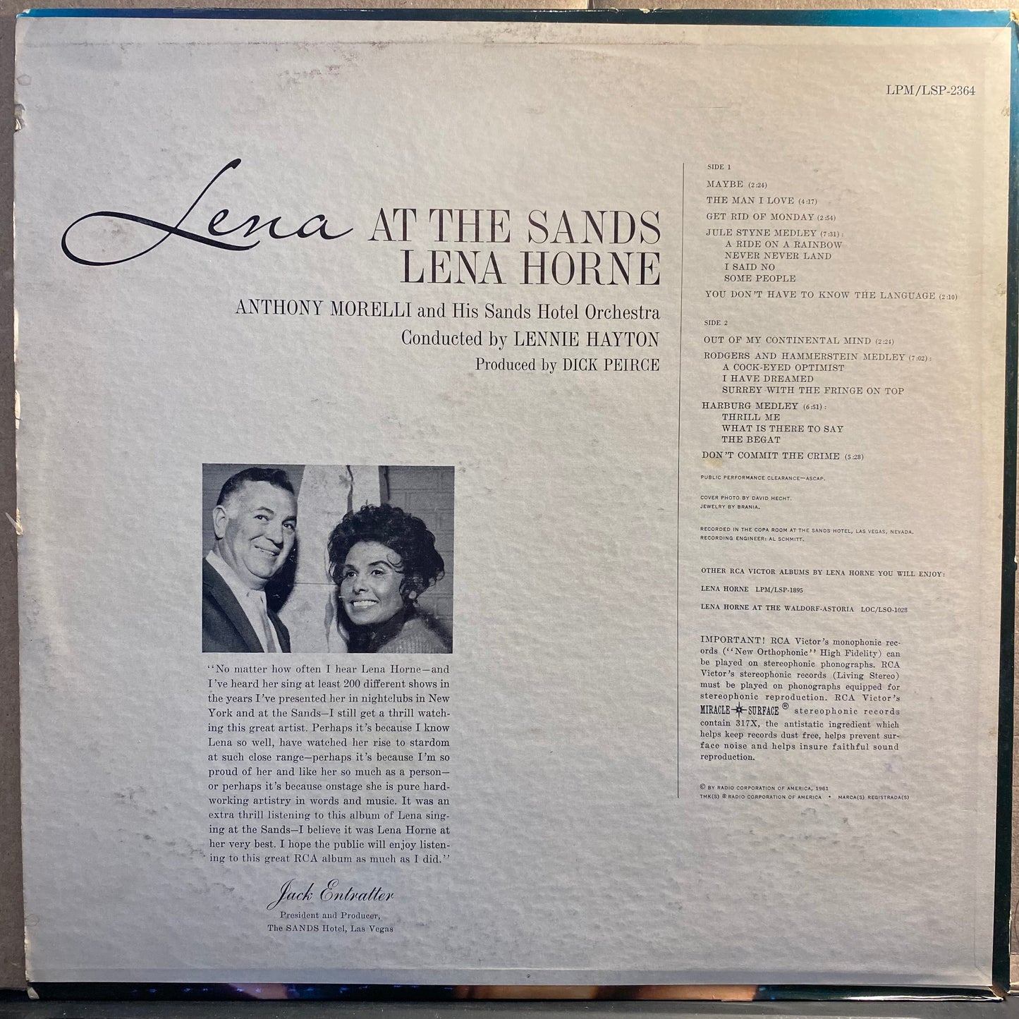 Lena At The Sands *MONO / 1S* | Near Mint (NM) Near Mint (NM) Get Cheap Vinyl