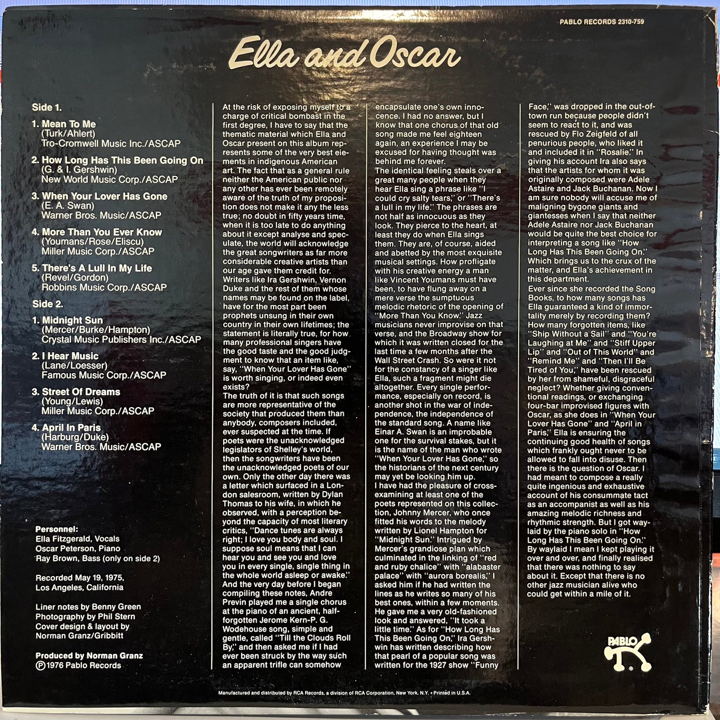 Ella And Oscar *INDIANAPOLIS* | Near Mint (NM) Near Mint (NM) Get Cheap Vinyl