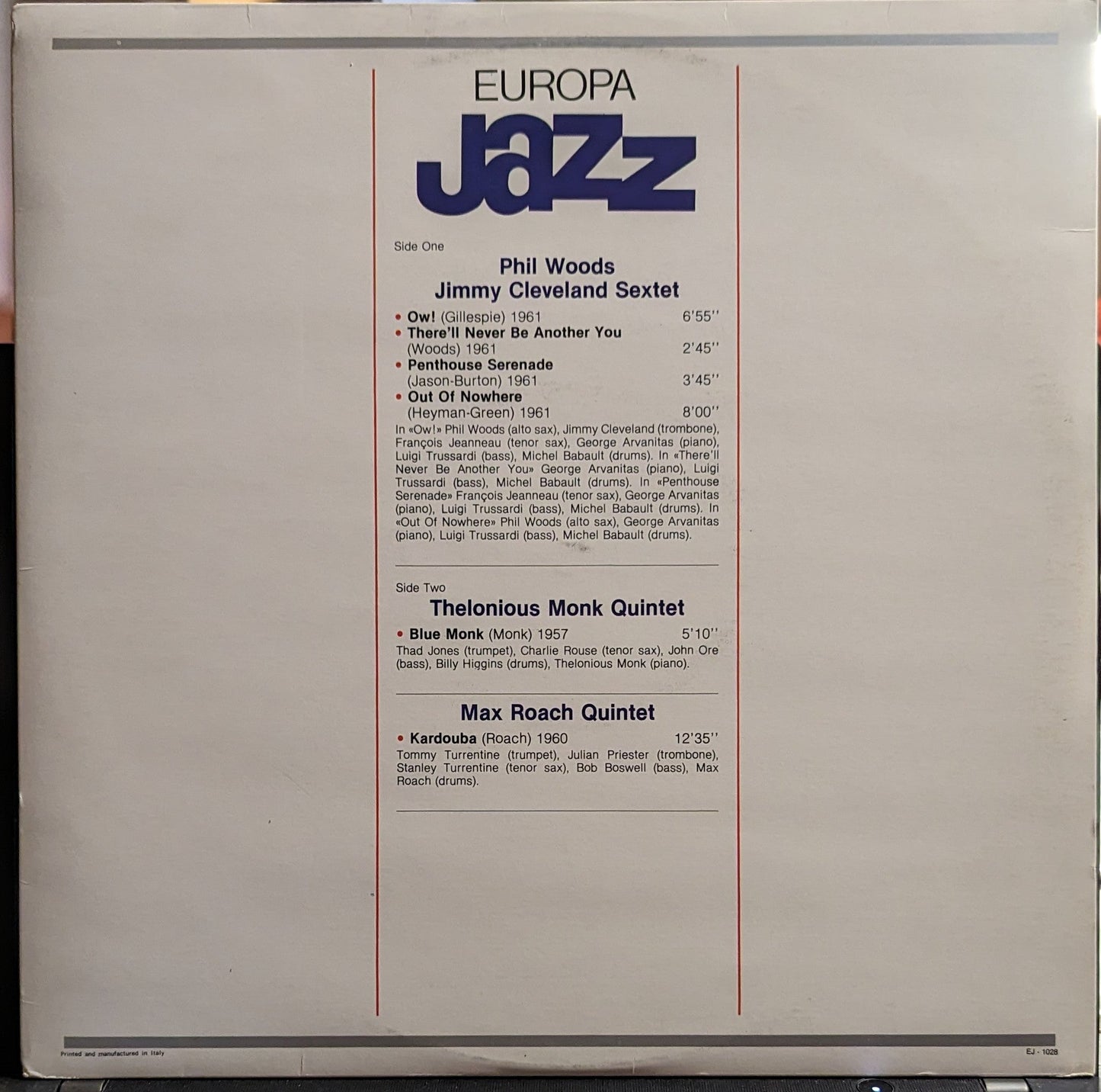 Europa Jazz *ITALY* | Near Mint (NM) Excellent (EX) Get Cheap Vinyl