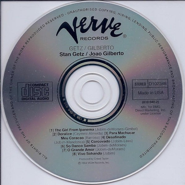 Getz / Gilberto (CD) | Excellent+ (EX+) Near Mint (NM) Get Cheap Vinyl
