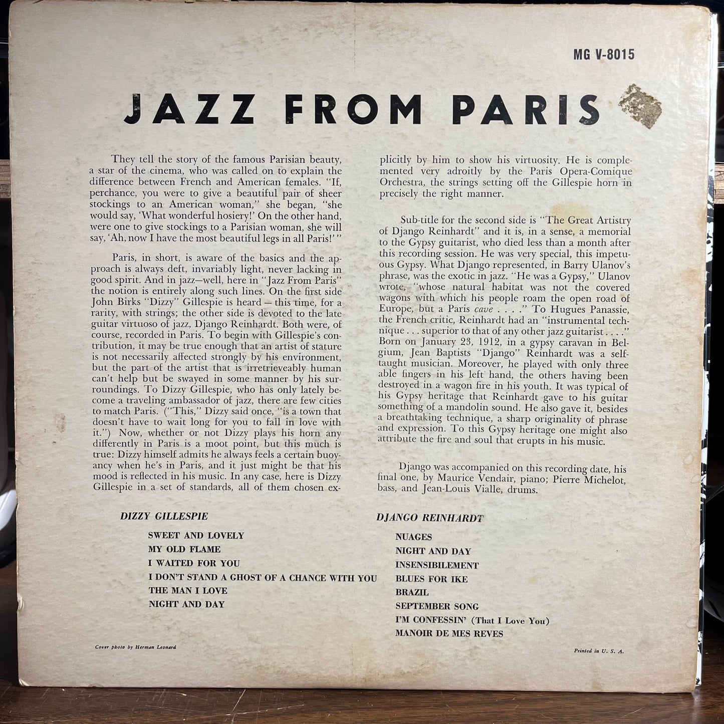 Jazz From Paris (VINYL) | Very Good Plus Plus (VG++) Very Good (VG) Get Cheap Vinyl
