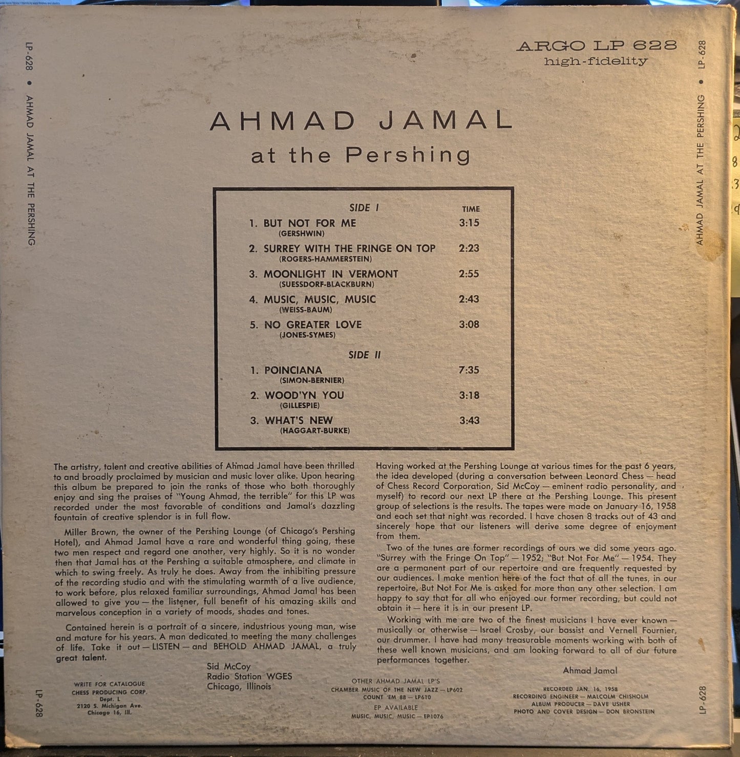Ahmad Jamal Trio At The Pershing (But Not For Me) (VINYL) | Very Good (VG) Very Good Plus (VG+) Get Cheap Vinyl