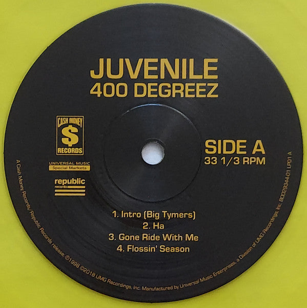Juvenile (2) 400 Degreez Cash Money Records, Universal Music Special Markets, Republic Records 2xLP, Album, Club, Ltd, RE, RP, Yel Mint (M) Mint (M) Get Cheap Vinyl