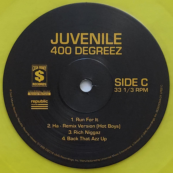 Juvenile (2) 400 Degreez Cash Money Records, Universal Music Special Markets, Republic Records 2xLP, Album, Club, Ltd, RE, RP, Yel Mint (M) Mint (M) Get Cheap Vinyl