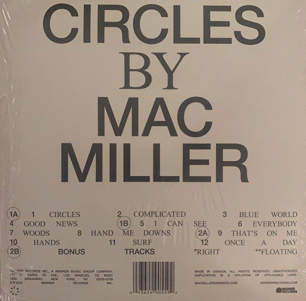Mac Miller Circles Warner Records, REMember Music (2) 2xLP, Album, Cle Mint (M) Mint (M) Get Cheap Vinyl