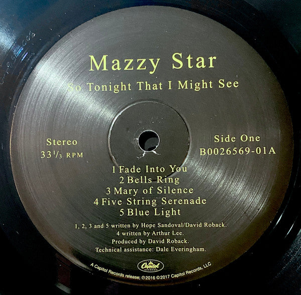 Mazzy Star So Tonight That I Might See Capitol Records LP, Album, RE Mint (M) Mint (M) Get Cheap Vinyl