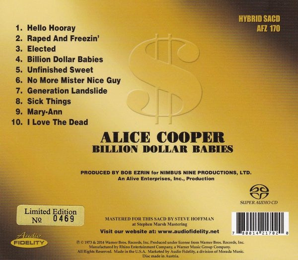 Billion Dollar Babies (SACD) | Near Mint (NM or M-) Near Mint (NM or M-) Get Cheap Vinyl
