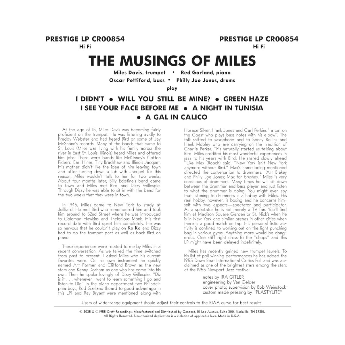 The Musings Of Miles (Original Jazz Classics Series) (180 Gram Vinyl) | Mint (M) Mint (M) Get Cheap Vinyl