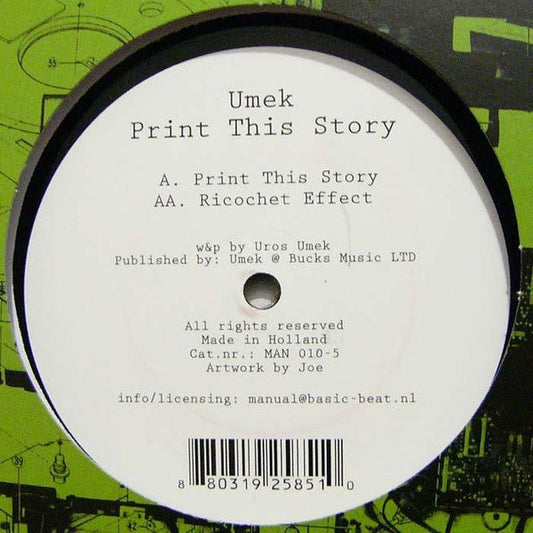 Umek Print This Story 12" Near Mint (NM or M-) Near Mint (NM or M-) Get Cheap Vinyl