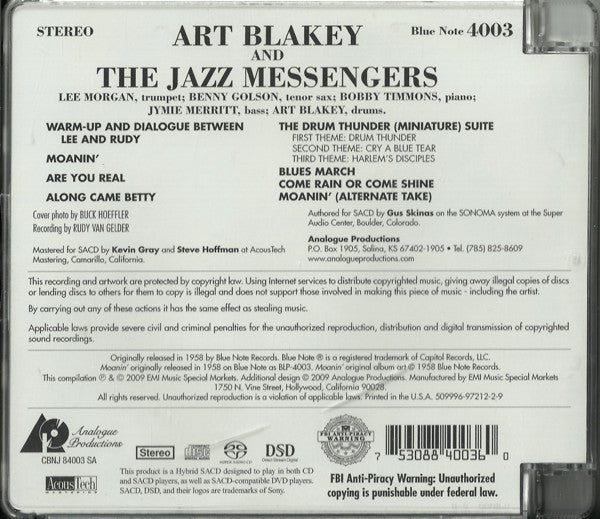 Moanin' (SACD) | Near Mint (NM or M-) Near Mint (NM or M-) Get Cheap Vinyl