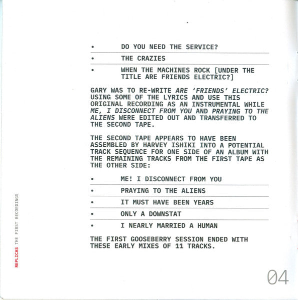 Replicas (The First Recordings)(CD) | Mint (M) Mint (M) Get Cheap Vinyl