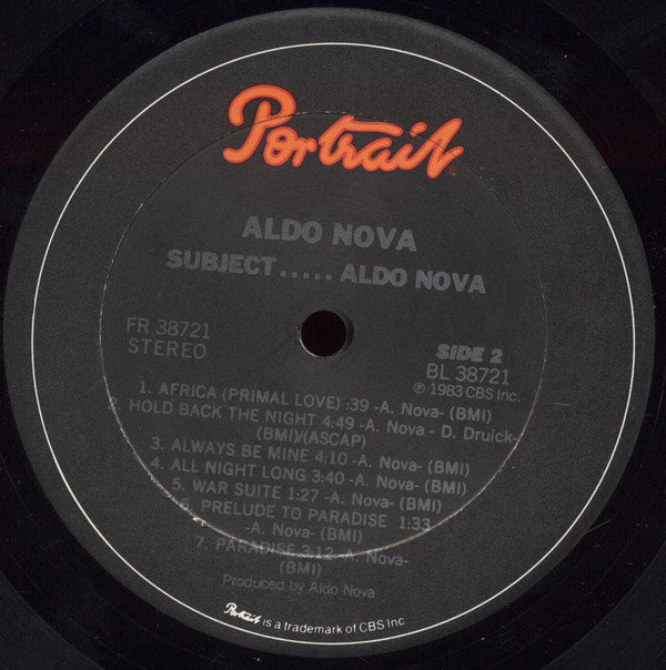 Subject.....Aldo Nova | Excellent (EX) Near Mint (NM) Get Cheap Vinyl