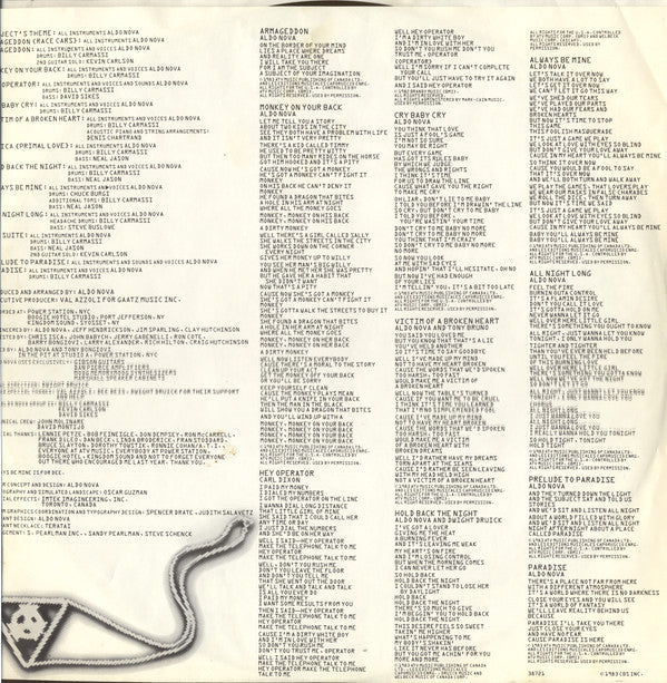 Subject.....Aldo Nova | Excellent (EX) Near Mint (NM) Get Cheap Vinyl