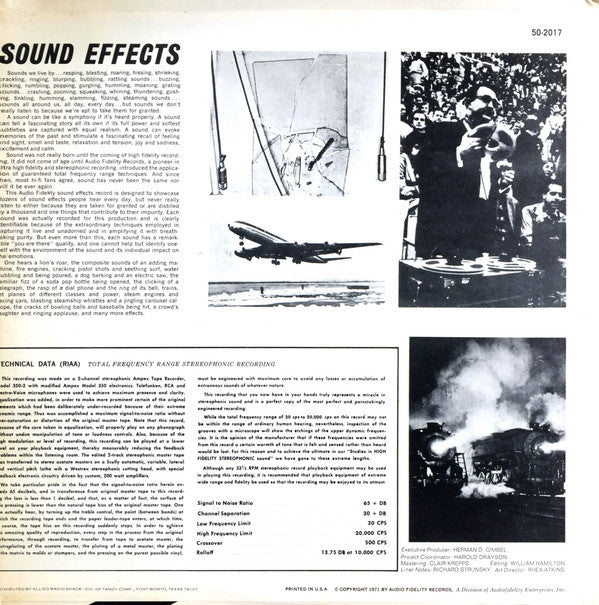 Sound Effects In Stereo | Excellent (EX) Excellent (EX) Get Cheap Vinyl