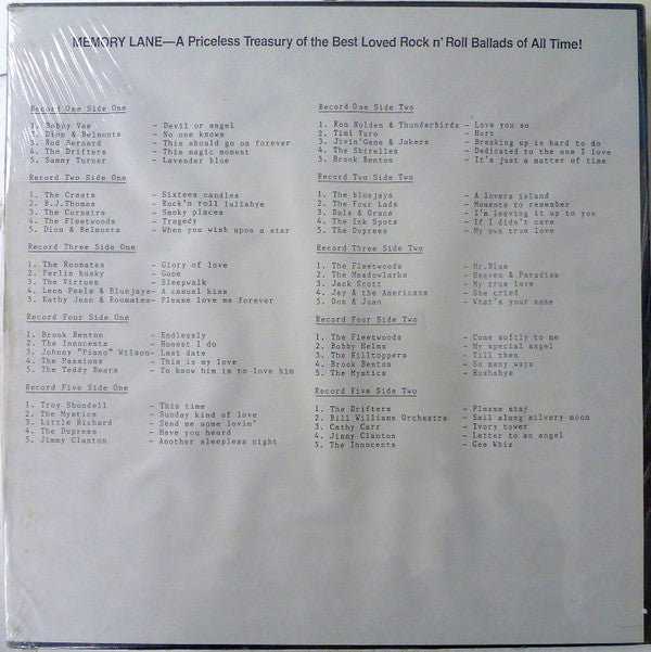 Memory Lane - A Priceless Treasury Of The Best Loved Rock N' Roll Ballads Of All Time! | Mint (M) Mint (M) Get Cheap Vinyl
