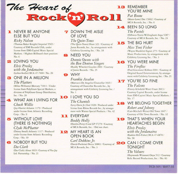 The Heart Of Rock 'N' Roll - The Late 50's *CD* | Mint (M) Mint (M) Get Cheap Vinyl