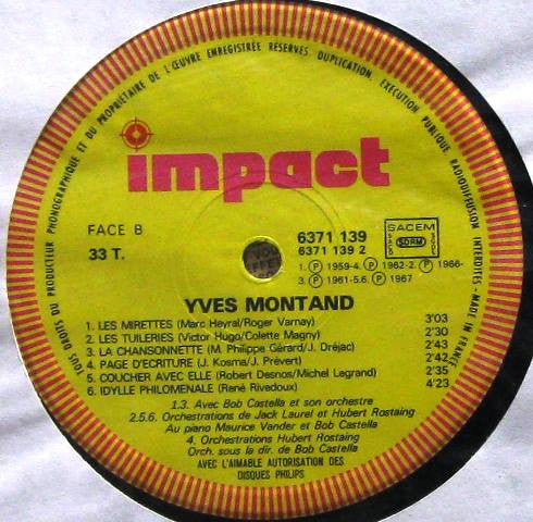 Yves Montand *FRANCE* | Excellent (EX) Near Mint (NM) Get Cheap Vinyl