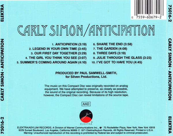Anticipation (CD) | Excellent+ (EX+) Excellent+ (EX+) Get Cheap Vinyl