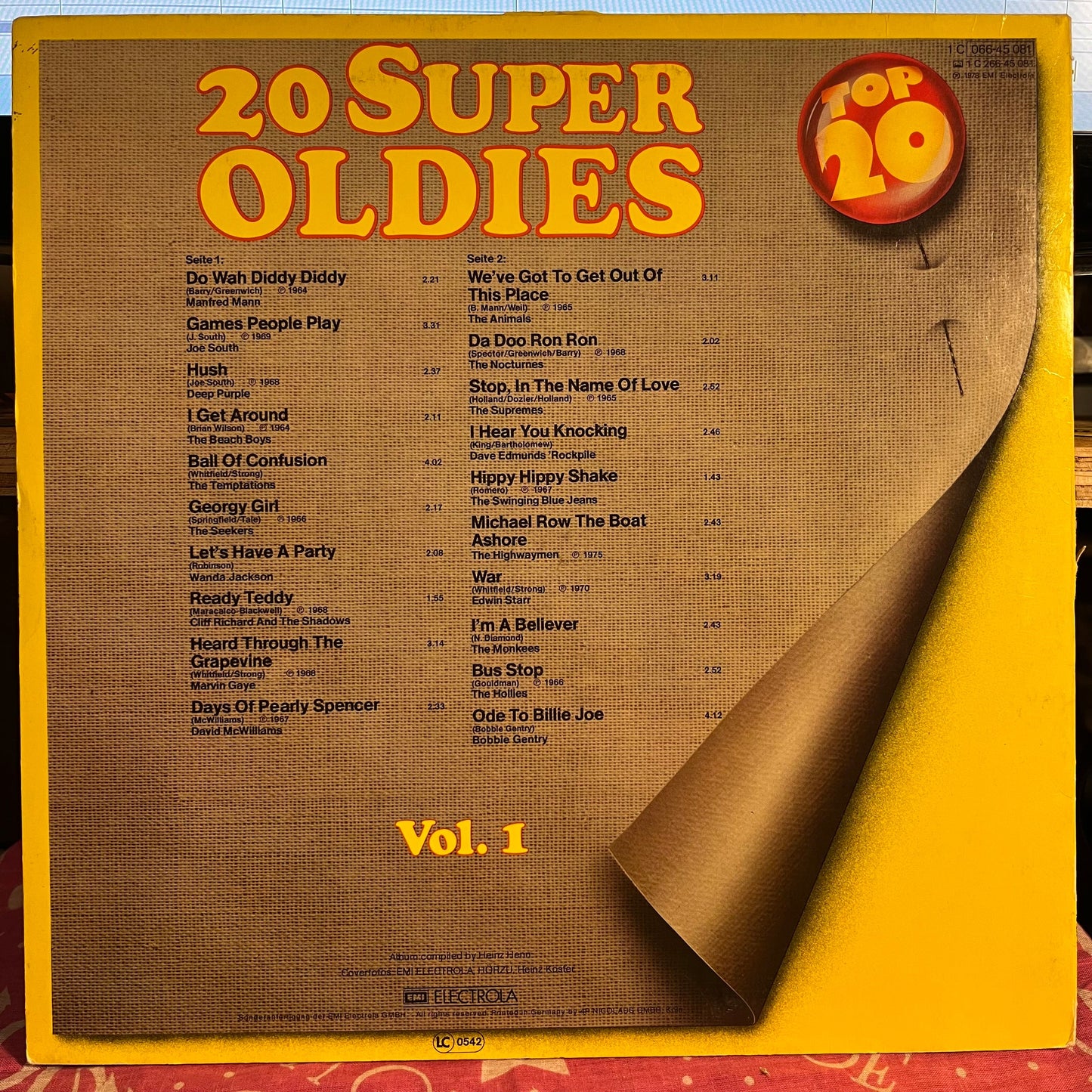 20 Super Oldies Vol. 1 *GERMAN* | Excellent (EX) Excellent (EX) Get Cheap Vinyl