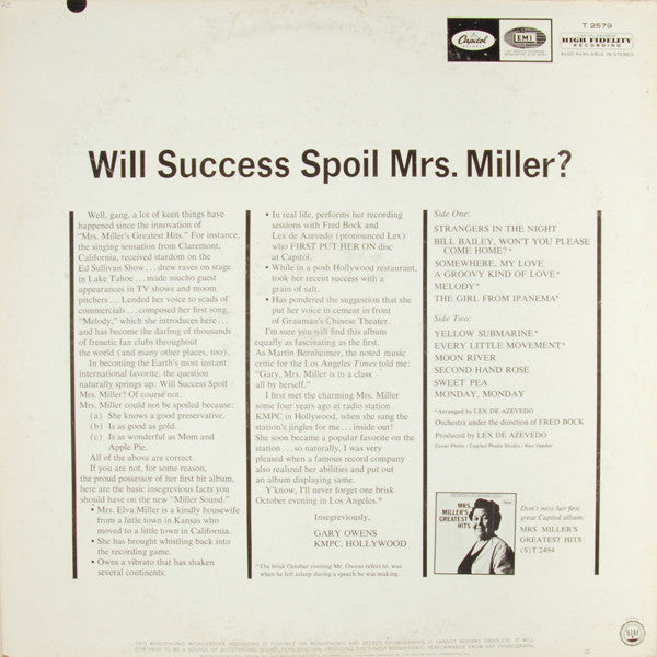 Will Success Spoil Mrs. Miller? *MONO* | Excellent (EX) Excellent (EX) Get Cheap Vinyl