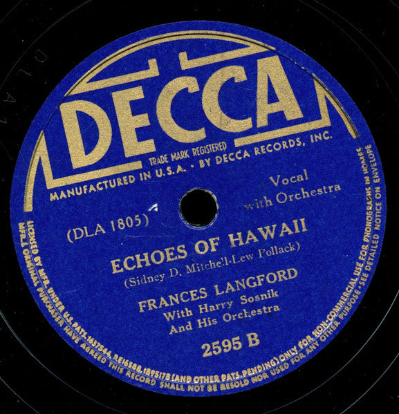 The Man With The Mandolin / Echoes Of Hawaii (78RPM 10" RECORD) | Near Mint (NM) Very Good Plus (VG+) Get Cheap Vinyl