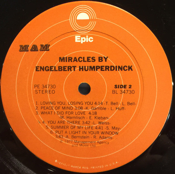 Miracles By Engelbert Humperdinck | Near Mint (NM) Near Mint (NM) Get Cheap Vinyl