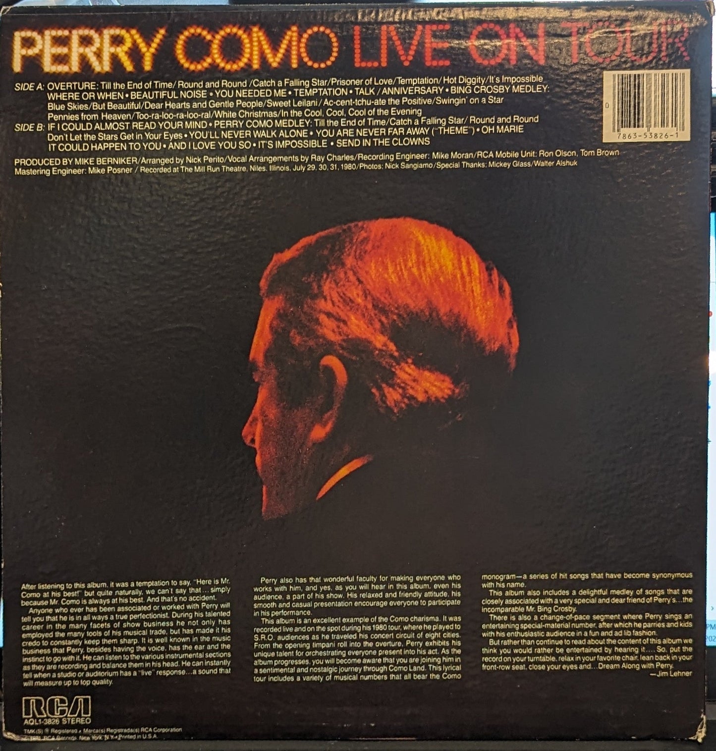 Perry Como Live On Tour | Near Mint (NM) Excellent (EX) Get Cheap Vinyl
