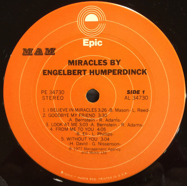 Miracles By Engelbert Humperdinck | Near Mint (NM) Near Mint (NM) Get Cheap Vinyl
