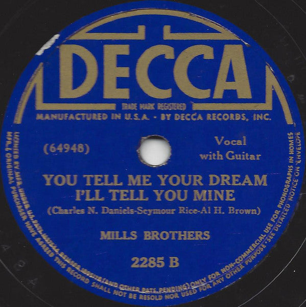 Sweet Adeline / You Tell Me Your Dream, I'll Tell You Mine | Very Good Plus (VG+) Generic Get Cheap Vinyl