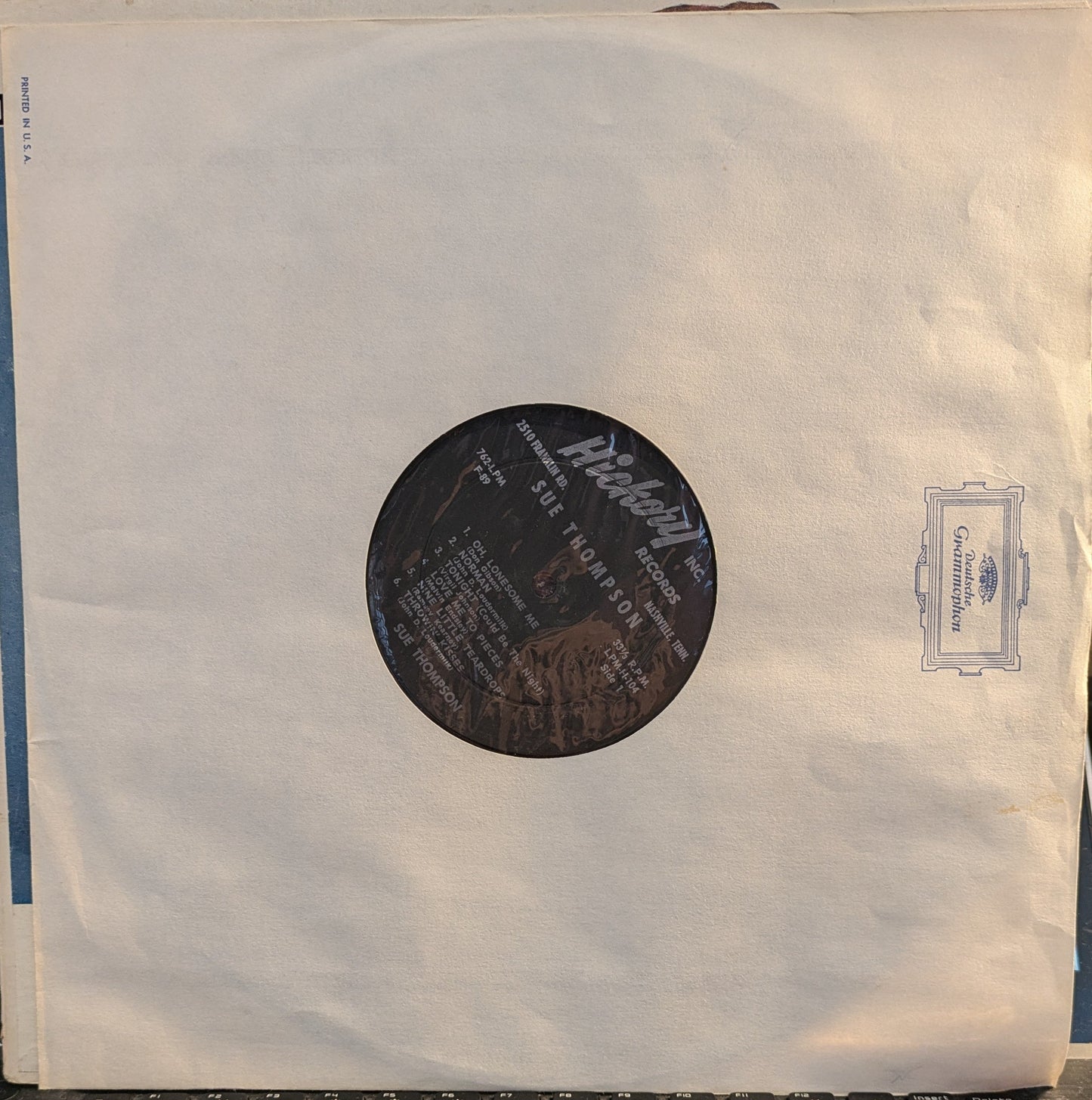 Meet Sue Thompson | Very Good Plus (VG+) Excellent (EX) Get Cheap Vinyl