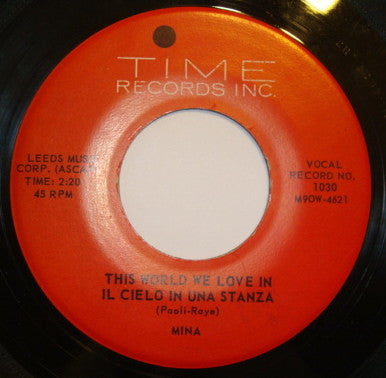 This World We Love In = Il Cielo In Una Stanza (7" VINYL) | Very Good (VG) Generic Get Cheap Vinyl