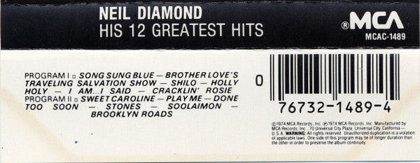 His 12 Greatest Hits (CASSETTE) | Mint (M) Mint (M) Get Cheap Vinyl