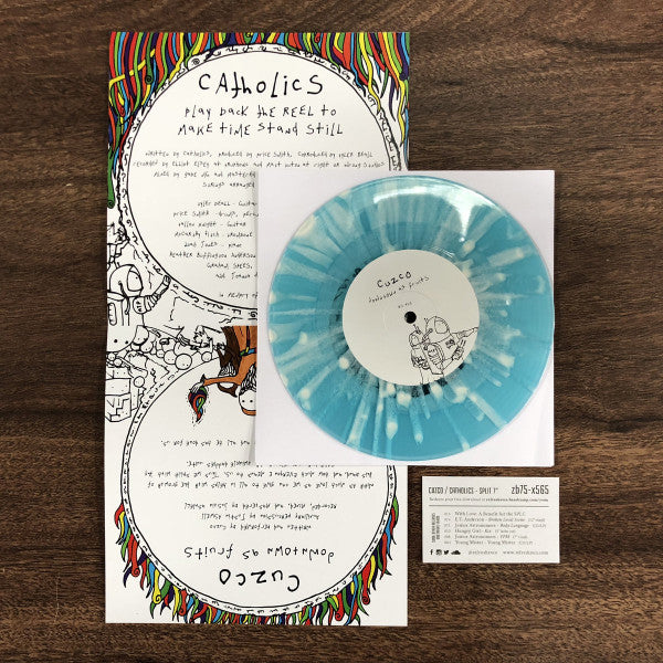 Cuzco / Catholics Split (7" VINYL) *TRANSPARENT BLUE WITH WHITE SPLATTER* | Mint (M) Mint (M) Get Cheap Vinyl