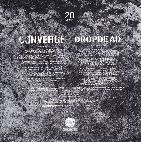 Converge / Dropdead (7" COLOR BONG' VINYL) *ORANGE/GREY* | Mint (M) Mint (M) Get Cheap Vinyl