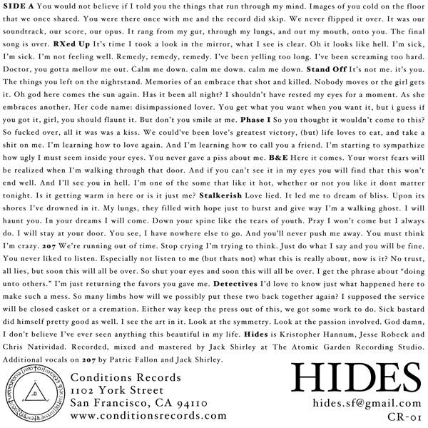 Hides (WHITE VINYL 7") | Mint (M) Mint (M) Get Cheap Vinyl