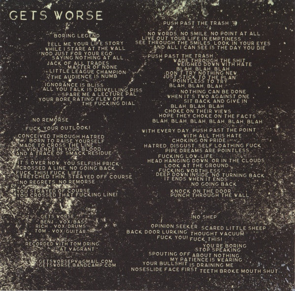 Gets Worse / Fissure Split (BLUE VINYL 7") | Mint (M) Mint (M) Get Cheap Vinyl