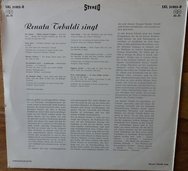 Renata Tebaldi Singt | Very Good Plus (VG+) Very Good (VG) Get Cheap Vinyl