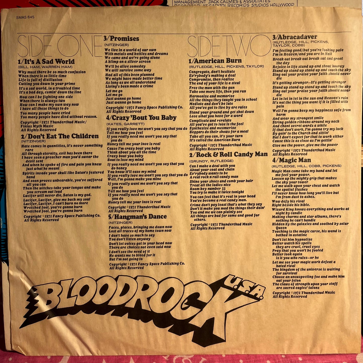 Bloodrock U.S.A. *WINCHESTER* | Excellent (EX) Excellent (EX) Get Cheap Vinyl