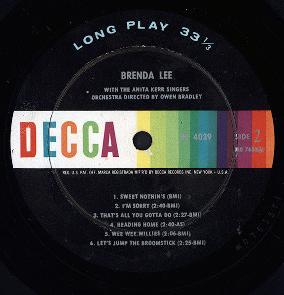 Brenda Lee *GLOVERSVILLE* | Good Plus (G+) Very Good (VG) Get Cheap Vinyl