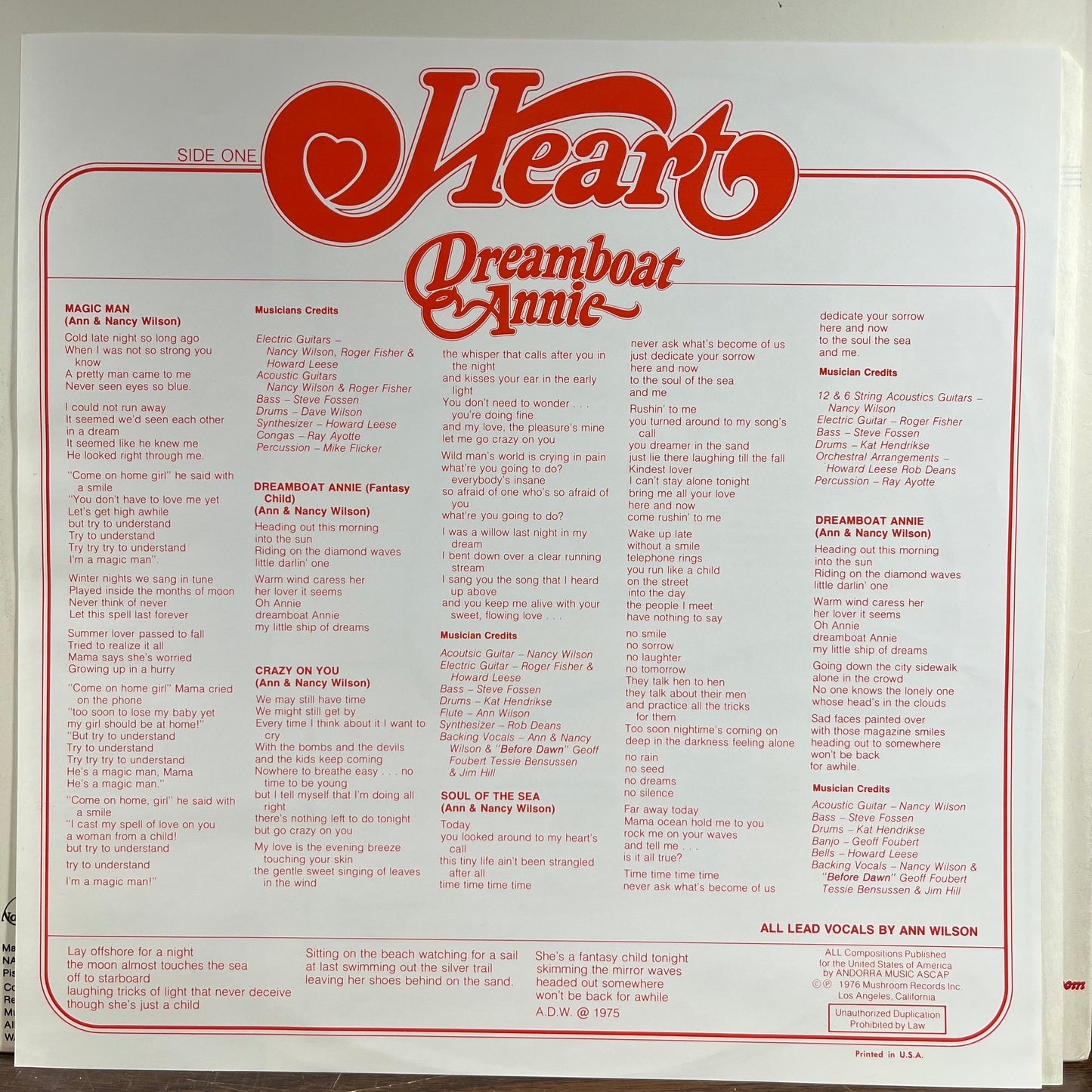 Dreamboat Annie (VINYL) | Near Mint (NM) Excellent+ (EX+) Get Cheap Vinyl