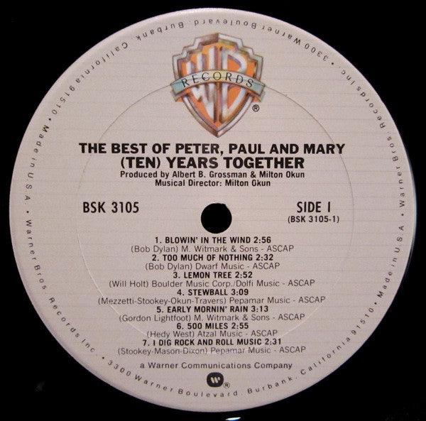The Best Of Peter, Paul And Mary (Ten) Years Together (VINYL) | Near Mint (NM) Excellent+ (EX+) Get Cheap Vinyl